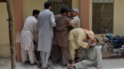 Relatives react outside the hospital after policemen were shot dead in Quetta, Pakistan July 13, 2017. REUTERS/Naseer Ahmed