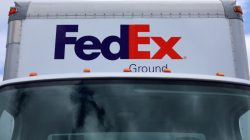 A Federal Express truck is shown on deliver in La Jola, California, U.S., May 17, 2017. REUTERS/Mike Blake