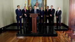 Venezuelan Foreign Minister Samuel Moncada talks to the media during a news conference in Caracas, Venezuela July 18, 2017. REUTERS/Marco Bello