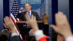 FILE PHOTO: White House spokesman Sean Spicer holds a press briefing at the White House in Washington, U.S., May 8, 2017. REUTERS/Kevin Lamarque/File Photo