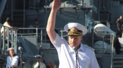 Vice Admiral Sergei Yeliseyev, First Deputy Commander of the Ukrainian fleet, attends joint maritime exercises with Russian Navy forces in the Crimean port of Sevastopol, Ukraine, June 22, 2013.