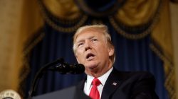 U.S. President Donald Trump calls on Republican Senators to move forward and vote on a healthcare bill to replace the Affordable Care Act in the Blue Room of the White House in Washington, U.S., July 24, 2017. REUTERS/Joshua Roberts