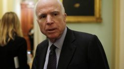 FILE PHOTO: Senator John McCain (R-AZ) speaks to reporters after the Senate voted to remove the filibuster rule for Supreme Court nominees, on Capitol Hill in Washington, U.S., April 6, 2017. REUTERS/Joshua Roberts/File Photo