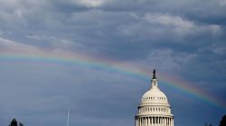 A rainbow shines over the U.S. Capitol in Washington, U.S. July 24, 2017. REUTERS/Joshua Roberts