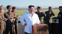 North Korean leader Kim Jong Un watches the test of a new-type anti-aircraft guided weapon system organised by the Academy of National Defence Science in this undated photo released by North Korea's Korean Central News Agency (KCNA) May 28, 2017. KCNA/via REUTERS