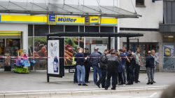 Security forces are seen after a knife attack in a supermarket in Hamburg, Germany, July 28, 2017. REUTERS/Morris Mac Matzen