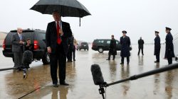 U.S. President Donald Trump talks to reporters about the departure of his Chief of Staff Reince Priebus as he arrives aboard Air Force One at Joint Base Andrews, Maryland, U.S. July 28, 2017. REUTERS/Jonathan Ernst TPX IMAGES OF THE DAY