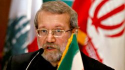 FILE PHOTO: Iranian Parliament Speaker Ali Larijani speaks during a news conference in Beirut December 22, 2014. REUTERS/Mohamed Azakir/File Photo