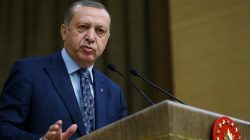 Turkish President Tayyip Erdogan addresses academics during a meeting at the Presidential Palace in Ankara, Turkey July 26, 2017. Murat Cetinmuhurdar/Presidential Palace/Handout via REUTERS