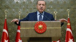 Turkish President Tayyip Erdogan addresses academics during a meeting at the Presidential Palace in Ankara, Turkey July 26, 2017. Murat Cetinmuhurdar/Presidential Palace/Handout via REUTERS