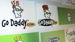 The logo for internet company GoDaddy inc is shown on a computer screen