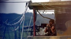 A South Korean soldier stands guard at a guard post near the demilitarized zone separating the two Koreas in Paju, South Korea, August 14, 2017.