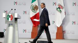 Enrique Ochoa Reza, Chairman of the Institutional Revolutionary Party (PRI) arrives to give his speech during their national assembly ahead of the 2018 election at Mexico City’s Palacio de los Deportes, Mexico August 12, 2017.