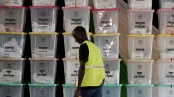 Ballot boxes are stacked at a tallying centre in Mombasa, Kenya, August 9, 2017. REUTERS/Siegfried Modola