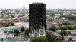 FILE PHOTO: A general view shows the Grenfell Tower, which was destroyed in a fatal fire, in London, Britain July 15, 2017. REUTERS/Tolga Akmen