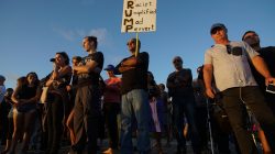People protest during an America First rally in Laguna Beach, California, U.S., August 20, 2017. REUTERS/Sand
