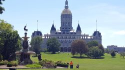 FILE PHOTO: The Connecticut State Capitol pictured here in Bushnell Park, Hartford, Connecticut, U.S., August 17, 2017. REUTERS/Hilary Russ