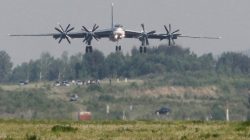 A Tupolev Tu-95MS strategic bomber, the carrier of nuclear rockets, lands at the Yemelyanovo airport near Russia's Siberian city of Krasnoyarsk, June 8, 2011. REUTERS/Ilya Naymushin