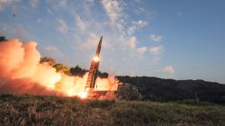 South Korean troops fire Hyunmoo Missile into the waters of the East Sea at a military exercise in South Korea September 4, 2017.