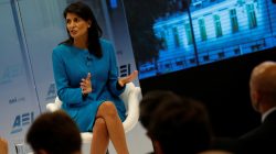 U.S. Ambassador to the United Nations Nikki Haley speaks about the Iran nuclear deal at the American Enterprise Institute in Washington, U.S., September 5, 2017. REUTERS/Aaron P. Bernstein