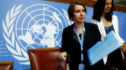 Catherine Marchi-Uhel of France, newly-appointed head of the International, Impartial and Independent Mechanism (IIIM) attends a news conference on Syria crimes at the United Nations in Geneva, Switzerland September 5, 2017. REUTERS/Denis Balibouse