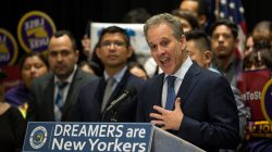 New York Attorney General Eric T. Schneiderman announces the filing of a multistate lawsuit to protect Deferred Action for Childhood Arrivals (DACA) recipients at a news conference at John Jay College in New York City, U.S., September 6, 2017. REUTERS/Joe Penney