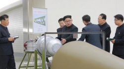 North Korean leader Kim Jong Un provides guidance with Ri Hong Sop (2nd L) and Hong Sung Mu ( 2nd R) on a nuclear weapons program in this undated photo released by North Korea's Korean Central News Agency (KCNA) in Pyongyang September 3, 2017. KCNA via REUTERS