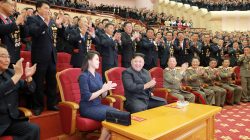 North Korean leader Kim Jong Un claps during a celebration for nuclear scientists and engineers who contributed to a hydrogen bomb test, in this undated photo released by North Korea's Korean Central News Agency (KCNA) in Pyongyang on September 10, 2017.
