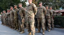 U.S. soldiers take part in a memorial ceremony to commemorate the 16th anniversary of the 9/11 attacks, in Kabul, Afghanistan September 11, 2017. REUTERS/Mohammad Ismail