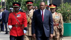 Kenya's President Uhuru Kenyatta walks to inspect the honour guard before the opening of the 12th Parliament outside the National Assembly Chamber in Nairobi, Kenya September 12, 2017. REUTERS/Thomas Mukoya