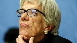 Carla del Ponte, member of the Independent Commission of Inquiry on the Syrian Arab Republic attends a news conference into events in Aleppo at the United Nations in Geneva, Switzerland, March 1, 2017.
