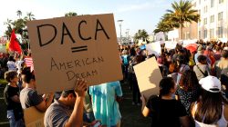 FILE PHOTO: Alliance San Diego and other Pro-DACA supporters hold a protest rally, following U.S. President Donald Trump's DACA announcement, in front of San Diego County Administration Center in San Diego, California, U.S., September 5, 2017. REUTERS/John Gastaldo