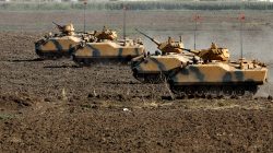 Turkish armoured personnel carriers (APC) maneuver during a military exercise near the Turkish-Iraqi border in Silopi, Turkey September 23, 2017. REUTERS/Umit Bektas