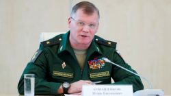 FILE PICTURE: Spokesman for the Russian Defence Ministry, Major-General Igor Konashenkov speaks during a news conference in Moscow, Russia, September 26, 2016. REUTERS/Maxim Zmeyev