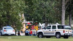 The scene where people were injured when a gunman opened fire at the Burnette Chapel Church of Christ, in Nashville, Tennessee, U.S. September 24, 2017. REUTERS/Jamie Gilliam