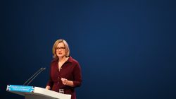 Britain's Home Secretary Amber Rudd speaks at the Conservative Party conference in Manchester, October 3, 2017. REUTERS/Hannah McKay