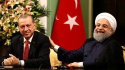 Turkish President Tayyip Erdogan and Iranian President Hassan Rouhani are seen during a joint news conference in Tehran, Iran, October 4, 2017. Kayhan Ozer/Presidential Palace/Handout via REUTERS