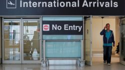 International travelers arrive on the day that U.S. President Donald Trump's limited travel ban, approved by the U.S. Supreme Court, goes into effect, at Logan Airport in Boston, Massachusetts, U.S., June 29, 2017. REUTERS/Brian Snyder - RC1393C705B0