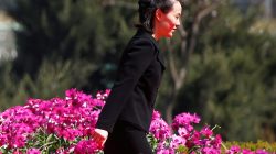 Kim Yo Jong, sister of North Korean leader Kim Jong Un, attends an opening ceremony of a newly constructed residential complex in Ryomyong street in Pyongyang, North Korea