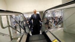 Senate Minority Leader Charles Schumer (D-NY) departs after a full-Senate briefing by Deputy U.S. Attorney General Rod Rosenstein at the U.S. Capitol in Washington