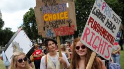 FILE PHOTO: Women gather in Parliament Square for a protest in support of legal abortion in Northern Ireland, and against a Tory coalition with the DUP, in central London, Britain, June 24, 2017. REUTERS/Marko Djurica/File Photo