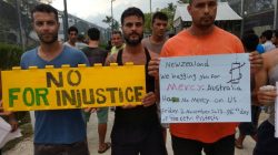 Asylum seekers protest on Manus Island, Papua New Guinea, in this picture taken from social media November 3, 2017