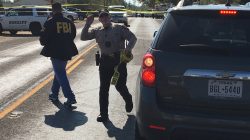 FBI officials arrive at the site of a mass shooting in Sutherland Springs, Texas, U.S., November 5, 2017, in this picture obtained via social media