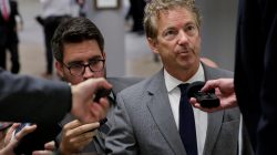 Senator Rand Paul (R-KY) speaks to reporters as he arrives for a vote on Capitol Hill in Washington, U.S., October 18, 2017.