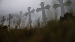 Crosses are seen placed at a memorial in memory of the victims killed in the shooting at the First Baptist Church of Sutherland Springs in Sutherland Springs, Texas, U.S., November 8, 2017.