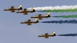 Al Fursan, the UAE Air Force performs during Dubai Airshow November 8, 2015. REUTERS/Ahmed Jadallah/File Photo