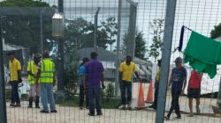 Workers dismantle structures in Lombrum detention camp on Manus island, Papua New Guinea, November 13, 2017. Behrouz