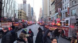 Police and fire crews block off the streets near the New York Port Authority in New York City, U.S. December 11, 2017 after reports of an explosion.