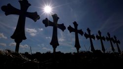 Crosses are seen placed at a memorial in memory of the victims killed in the shooting at the First Baptist Church of Sutherland Springs, Texas, U.S., November 7, 2017. REUTERS/Jonathan