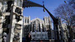 A man walks the campus of the City College of New York in the Harlem borough of New York, U.S., December 16, 2017. REUTERS/Eduardo Munoz